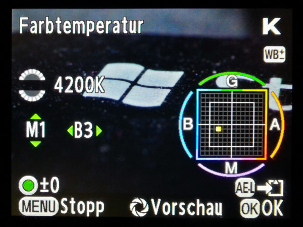 Pentax K-7 - Einstellungen für Makrofoto mit MB 32 - Farbtemperatur