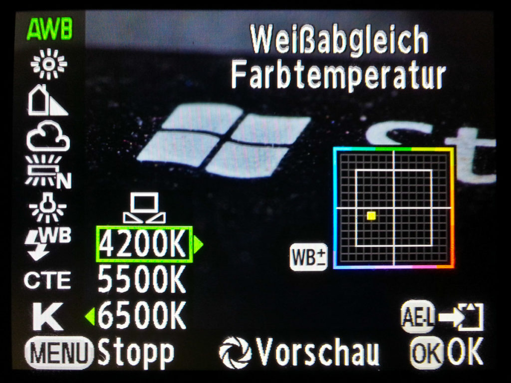 Pentax K-7 - Einstellungen für Makrofoto mit MB 32 - Weißabgleich